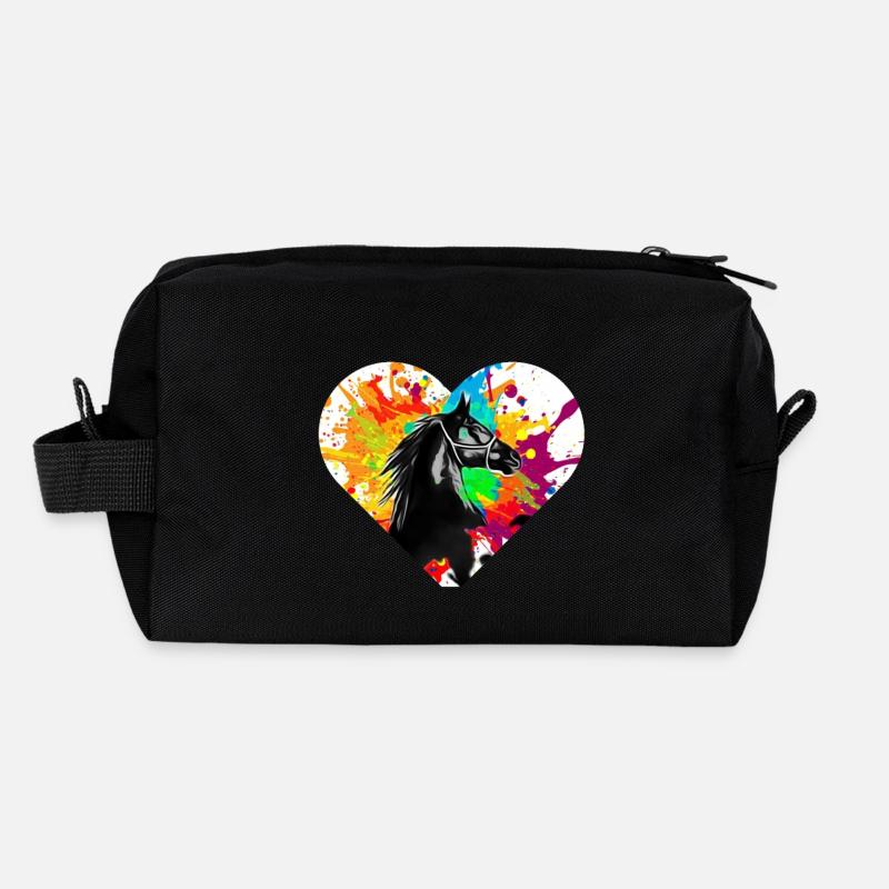 Pferd - Recycelte Kulturtasche - Schwarz