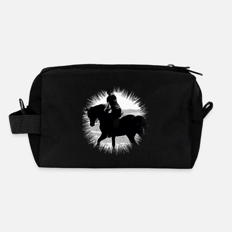 Reiten - Recycelte Kulturtasche - Schwarz