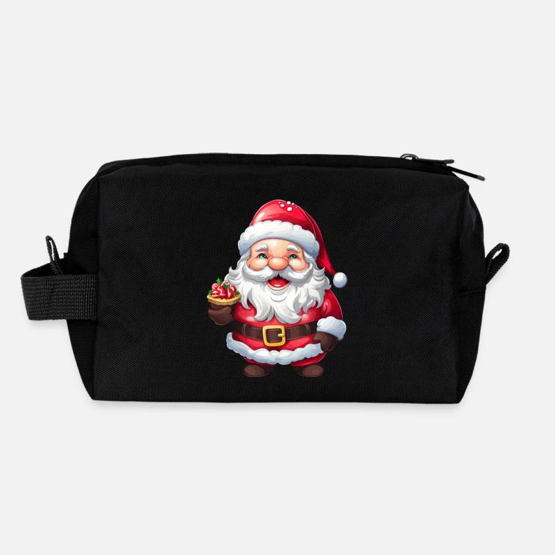 Weihnachtsmann mit Bart, Mütze und Süssigkeiten Recycelte Kulturtasche