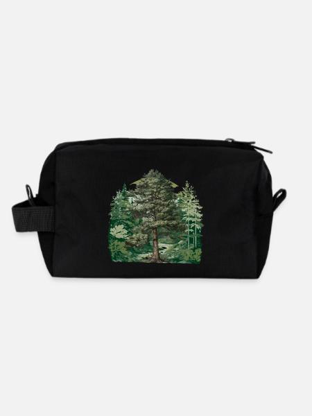 Forêt, Nature, Nature sauvage, Flore, Amoureux de la nature, Arbre - Trousse de toilette en tissu recyclé - noir - Dos