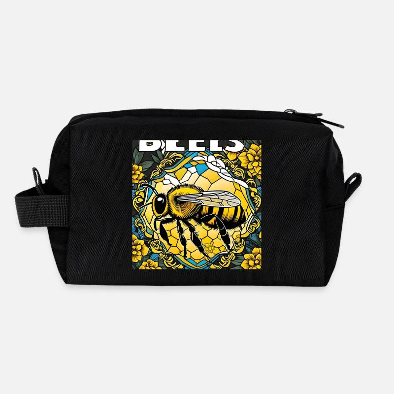 Buzzing Bee - Recycled Toiletry Zip Bag - black