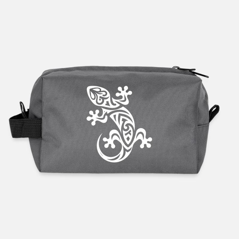 Little Gecko in Tribal Tattoo Style Recycled Toiletry Zip Bag