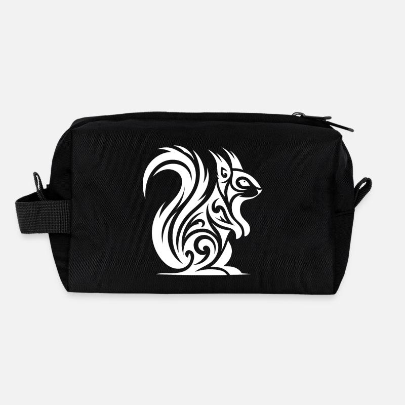 Niedliches Eichhörnchen in Tattoo Style - Recycelte Kulturtasche - Schwarz