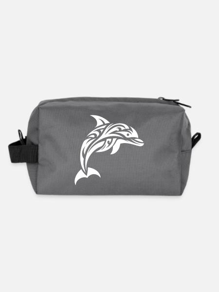 Saut Mignon Tatouage Dauphin - Trousse de toilette en tissu recyclé - anthracite - Dos