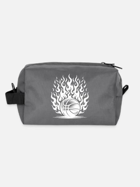 Burning basketball in flames and fire - Recycled Toiletry Zip Bag - anthracite - Back
