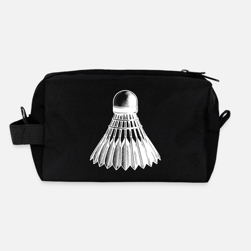 Badminton Ball Tattoo Style - Recycelte Kulturtasche - Schwarz