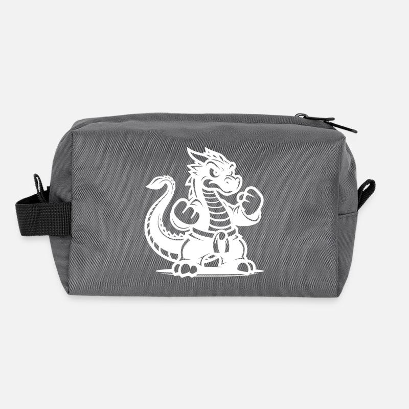 Style de dessin animé de dragon de karaté sportif Trousse de toilette en tissu recyclé