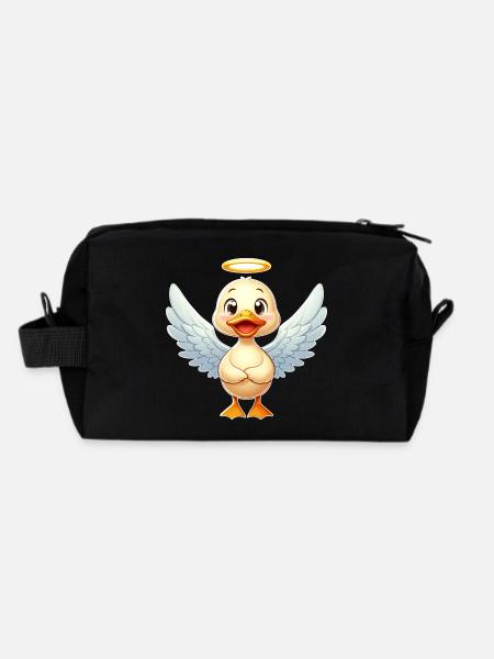 Cute Duck Angel Halo - Recycled Toiletry Zip Bag - black - Back