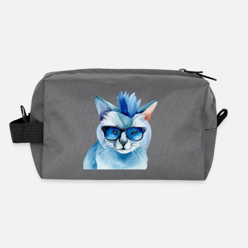 Punk Rock Cat with Sunglasses Gift Idea Recycled Toiletry Zip Bag