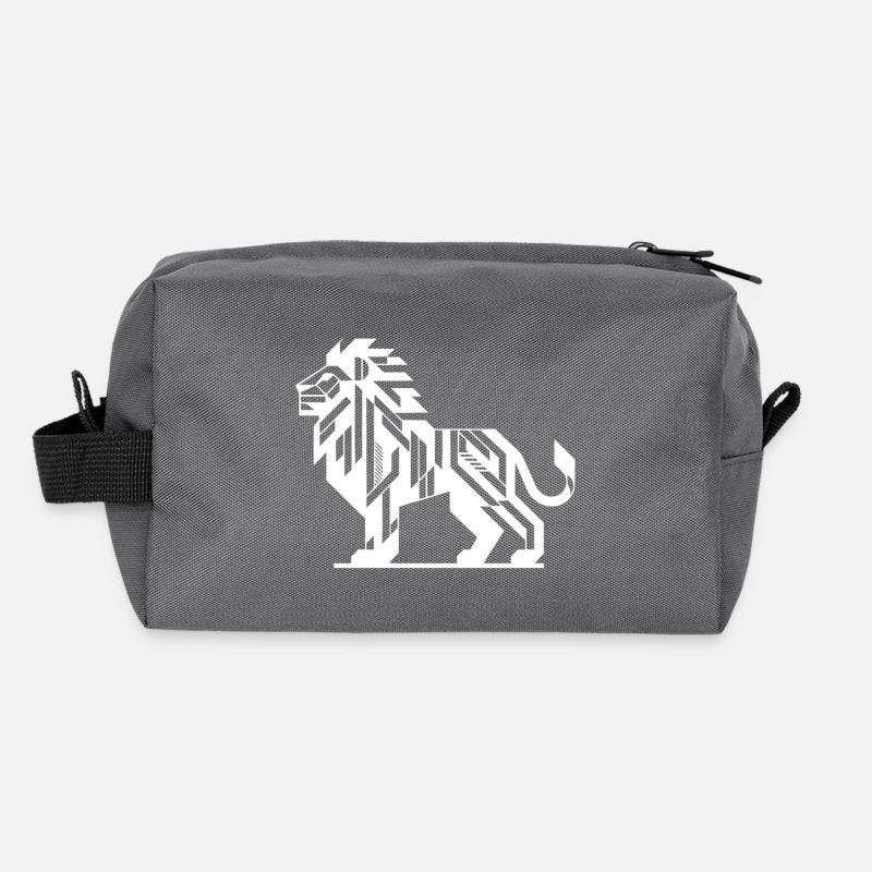 Geometric lion with teeth and elegant mane Recycled Toiletry Zip Bag