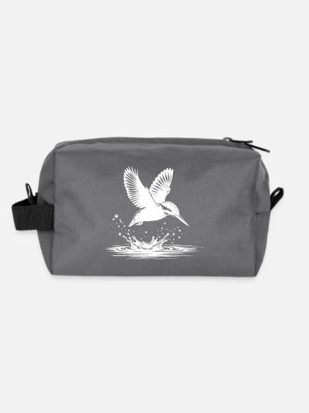 Kingfisher catching fish - Recycled Toiletry Zip Bag - anthracite - Back