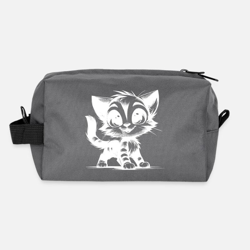 Chat souriant Dessin de bébé Trousse de toilette en tissu recyclé