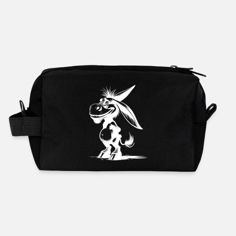 Smiling Donkey Grinning Long-Eared Caricature Recycled Toiletry Zip Bag