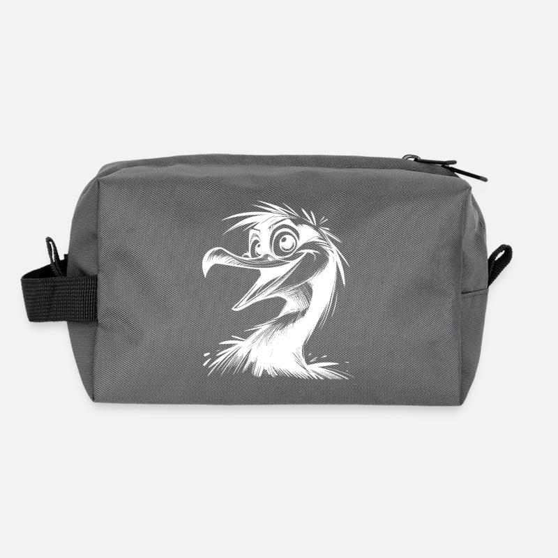 Funny Cormoran Big Eyes Pencil Sketch Recycled Toiletry Zip Bag