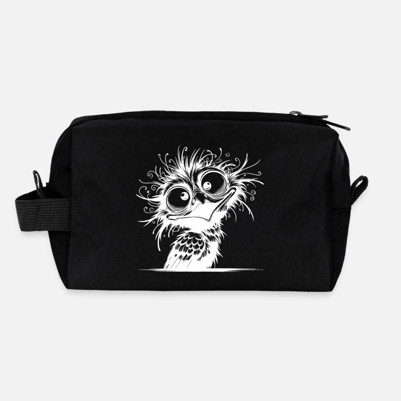 Lustiger schräger verrückter Vogel - Recycelte Kulturtasche - Schwarz