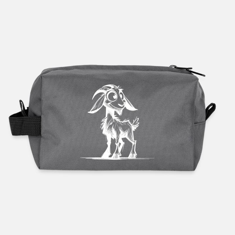 Grinning Goat Pencil Sketch Drawing Recycled Toiletry Zip Bag