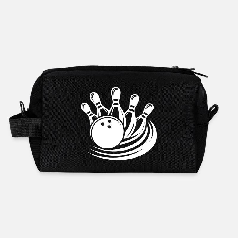 Krasse Bowlingkugel räumt Pins von Bowlingbahn Recycelte Kulturtasche