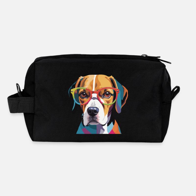Beagle Dog Cool with Glasses Recycled Toiletry Zip Bag
