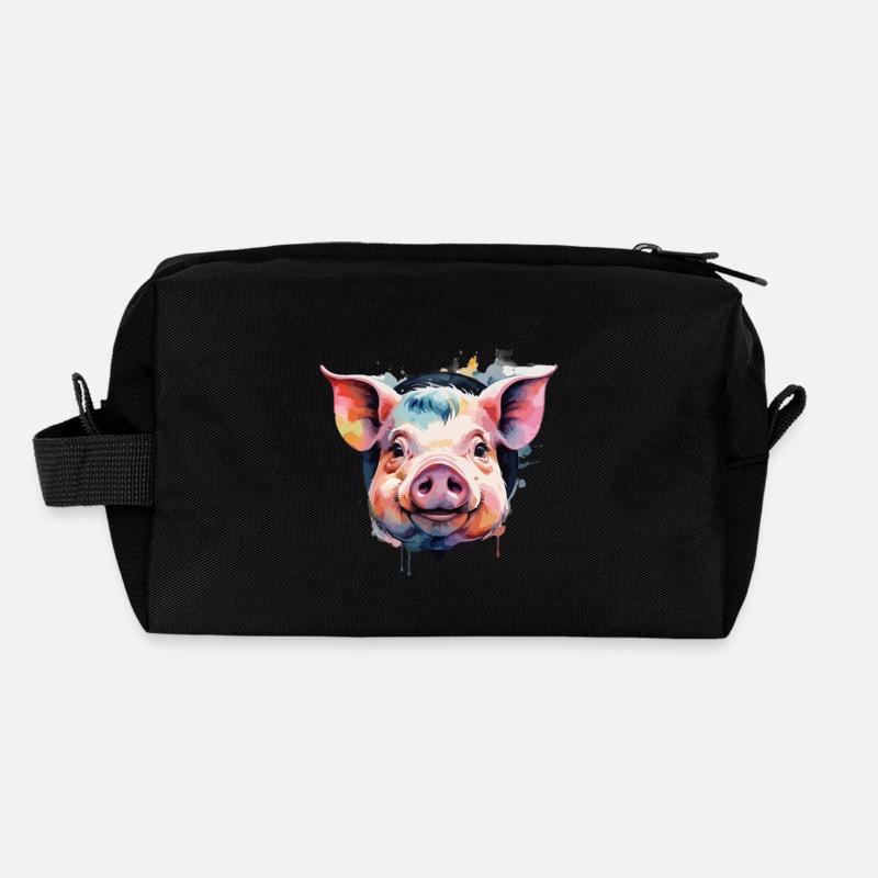 Pig Pig Cool Colored - Recycled Toiletry Zip Bag - black