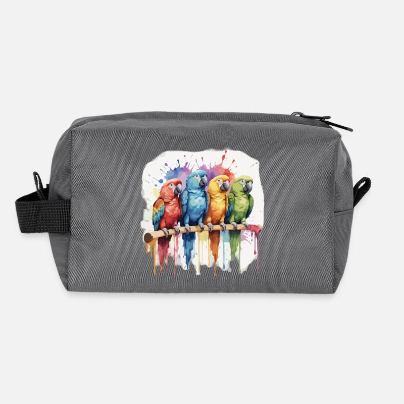 Parrot on Sticks Cool Colorful Recycled Toiletry Zip Bag