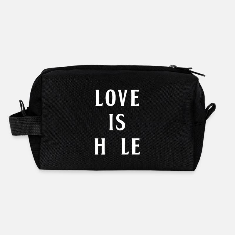 LOVE IS HOLE ! (amour, love) blanc Trousse de toilette en tissu recyclé