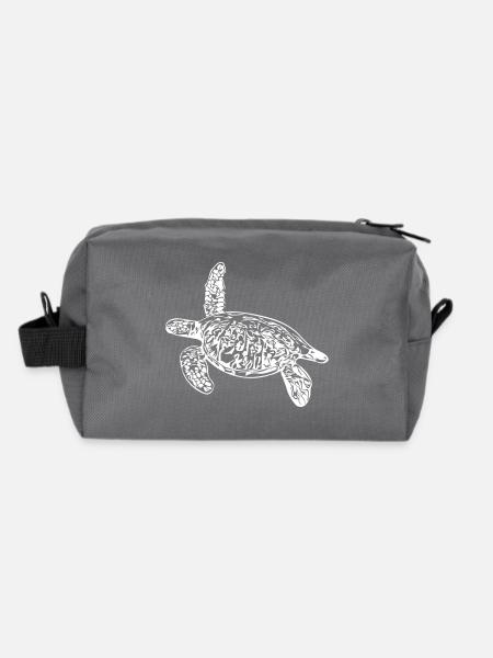 Tortue - dessin vectoriel - Trousse de toilette en tissu recyclé - anthracite - Dos