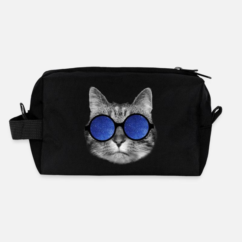 Galaxy cat - Recycelte Kulturtasche - Schwarz