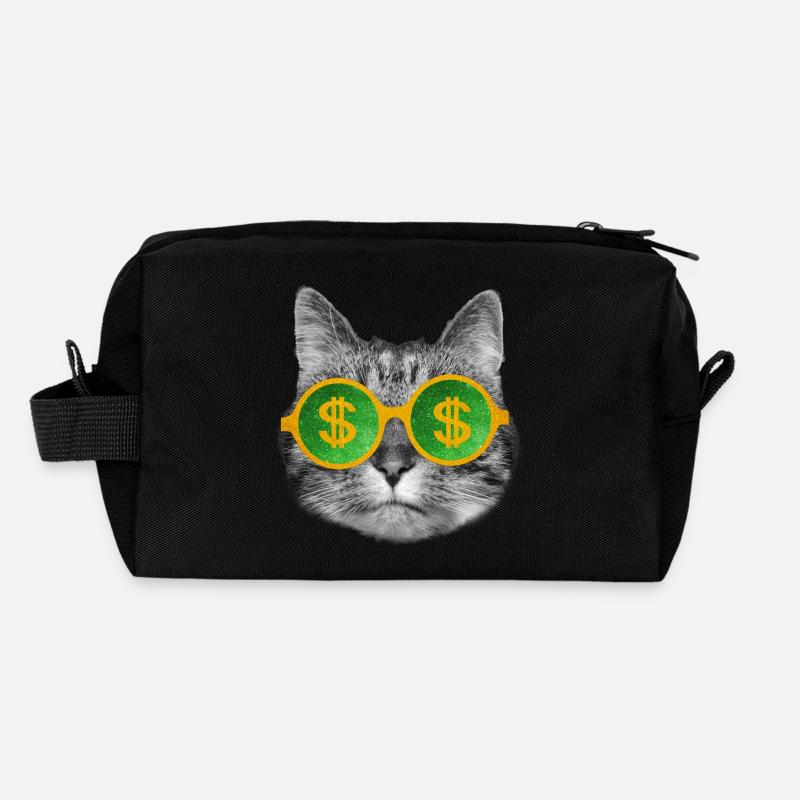 Rich money cat with dollar sign glasses Recycled Toiletry Zip Bag
