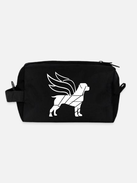 Rottweiler Angel with Wings Silhouette - Recycled Toiletry Zip Bag - black - Back