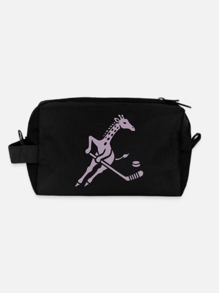 Giraffe Eishockeyspieler Silhouette Minimalistisch - Recycelte Kulturtasche - Schwarz - Hinten