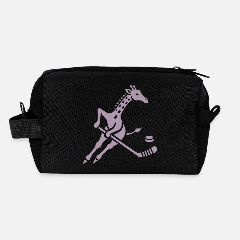 Giraffe Ice Hockey Player Silhouette Minimalist Recycled Toiletry Zip Bag