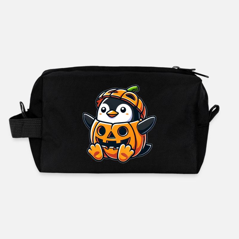 Halloween Pinguin Kürbis Kostüm Lustig Skurril - Recycelte Kulturtasche - Schwarz