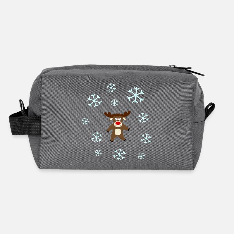 Rennes dans la neige Elk Flocon de neige Noël Trousse de toilette en tissu recyclé