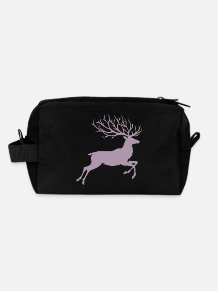 rentier silhouette hirsch geweih weihnachten - Recycelte Kulturtasche - Schwarz - Hinten