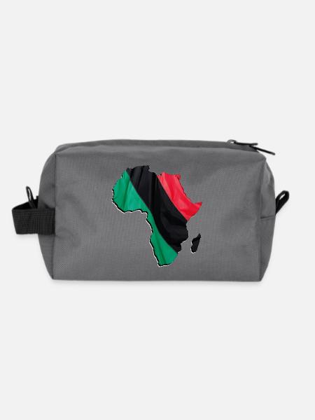 Pan Africa flag in Africa map - Recycled Toiletry Zip Bag - anthracite - Back