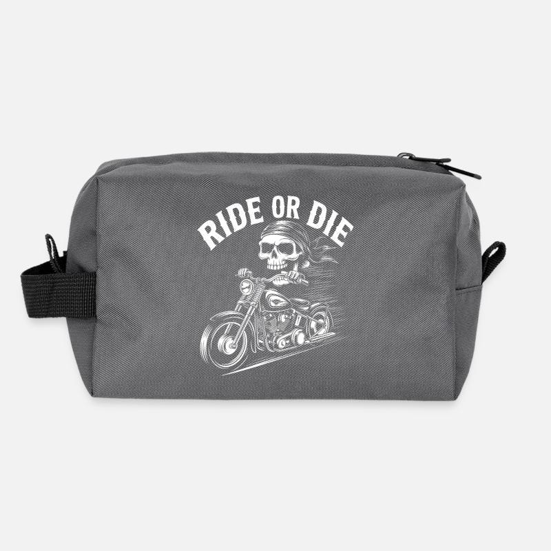 Ride or Die - Superbe citation de motard squelette Trousse de toilette en tissu recyclé