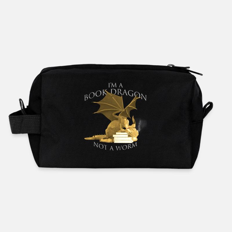 I’m A Book Dragon Not A Worm Livre dragon Trousse de toilette en tissu recyclé