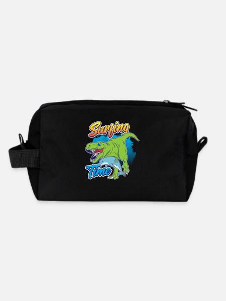 Dino Shirt pour Surffer Delfin Surfing Time - Trousse de toilette en tissu recyclé - noir