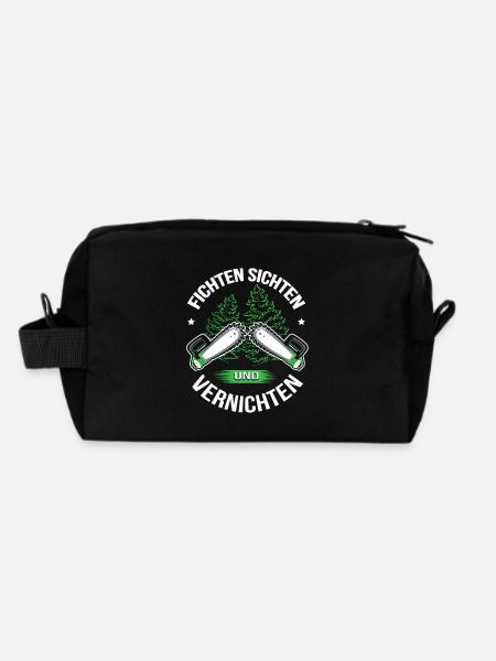 LumberjackS T-shirt through and destroy spruces - Recycled Toiletry Zip Bag - black - Back