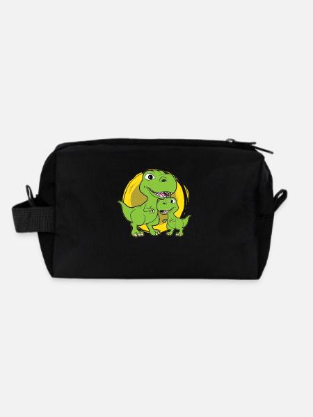 Big Dino little Dino shirt - Recycled Toiletry Zip Bag - black - Back