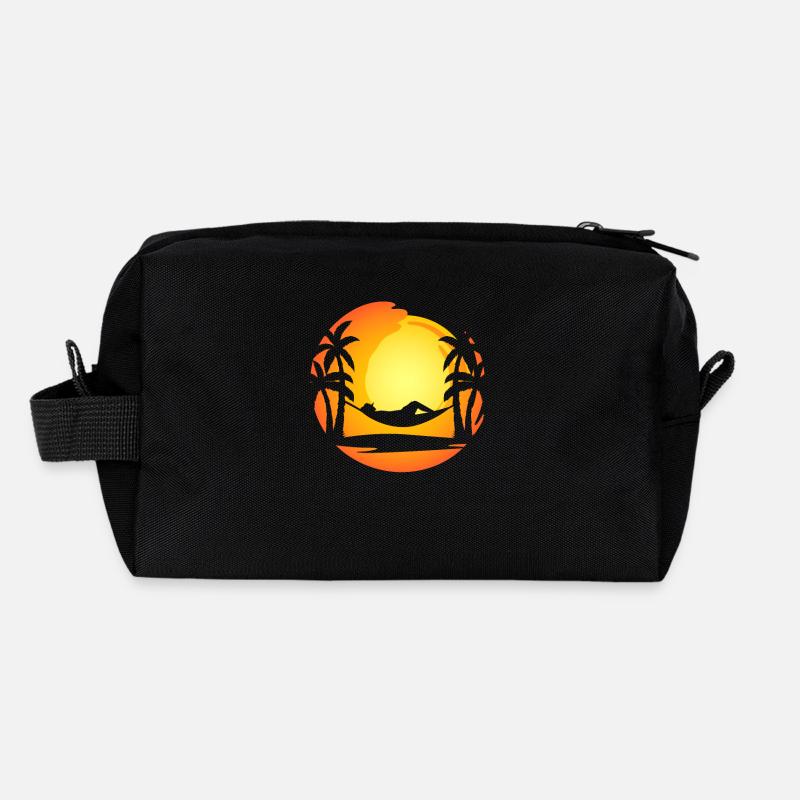 Hamac coucher de soleil palmiers île Trousse de toilette en tissu recyclé