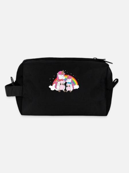 Deux soeurs Licorne arc-en-ciel - Trousse de toilette en tissu recyclé - noir - Dos