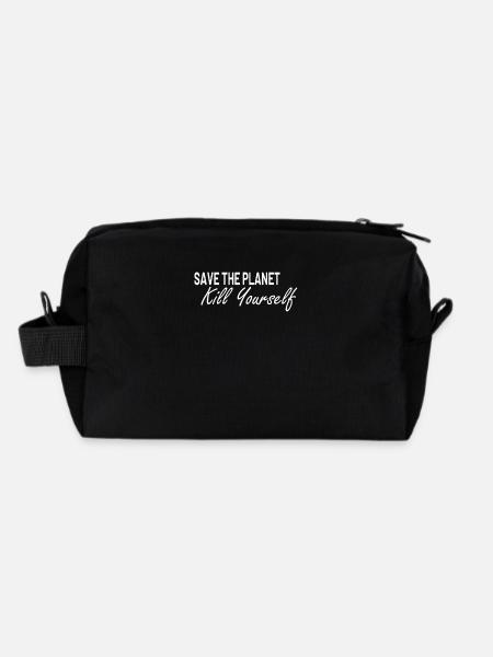 Save the Planet kill yourself - Recycelte Kulturtasche - Schwarz - Hinten