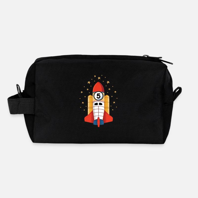 Cadeau de l'espace extra-atmosphérique de 5ème anniversaire de fusée Trousse de toilette en tissu recyclé
