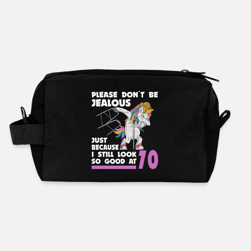 70. Geburtstag 70 Jahre Einhorn mit Rollator Stock Recycelte Kulturtasche