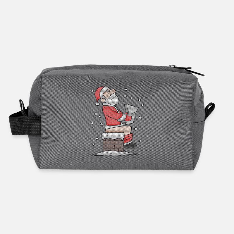 Père Noël assis sur la cheminée drôle Trousse de toilette en tissu recyclé