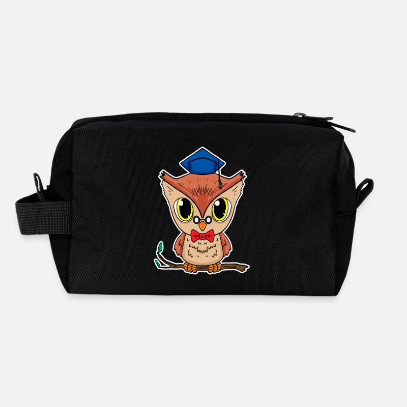 Eule - Recycelte Kulturtasche - Schwarz