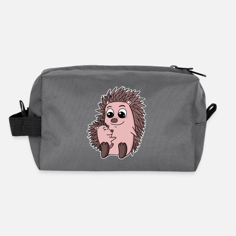 Famille hérisson - Hérisson avec bébé - Motif hérisson Trousse de toilette en tissu recyclé
