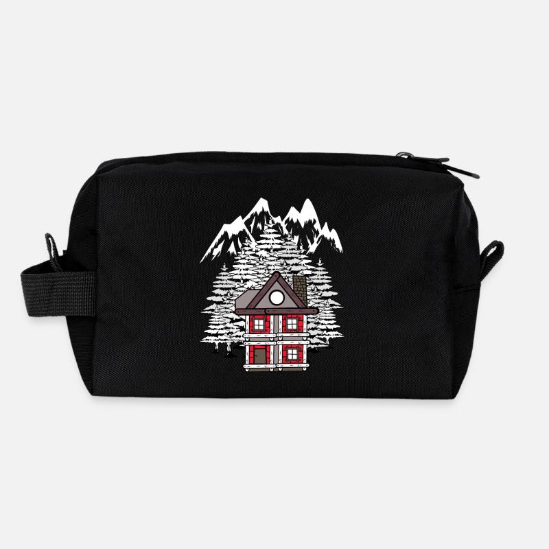 Forest House Hut Winter Fir Trees Romantic Recycled Toiletry Zip Bag
