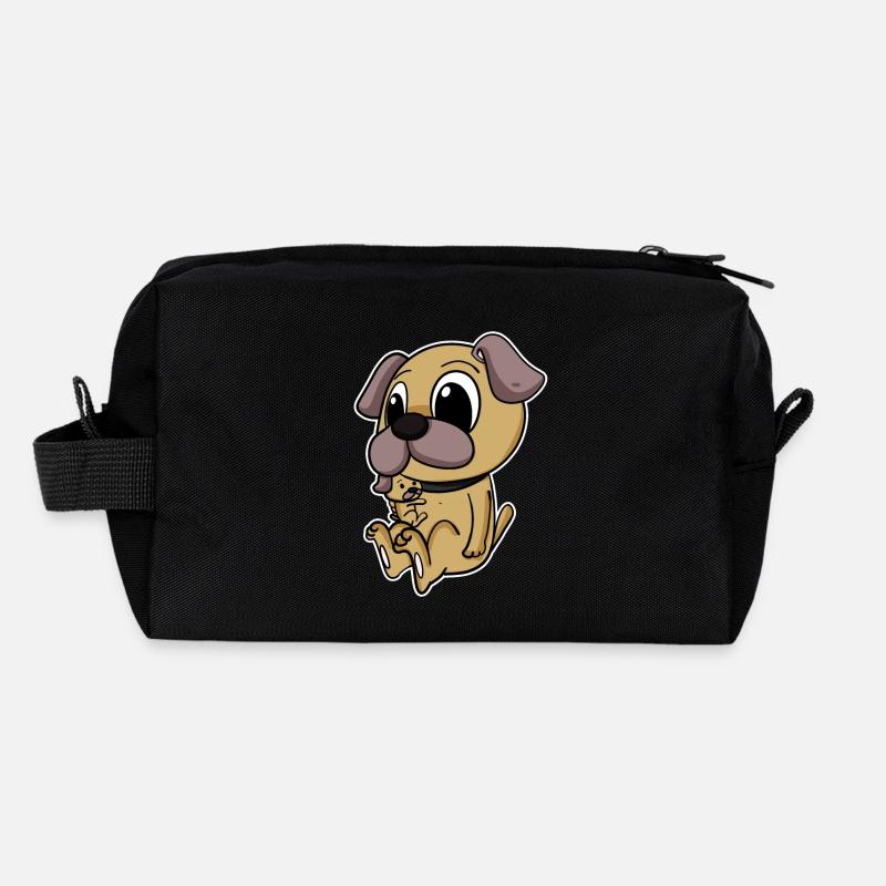Mops Familie - Mops mit Baby - Mops Motiv - Recycelte Kulturtasche - Schwarz